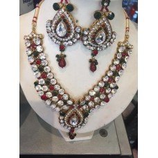 INDIAN WEDDING BRIDAL DIAMONTE NECKLACE AND EARRING SET